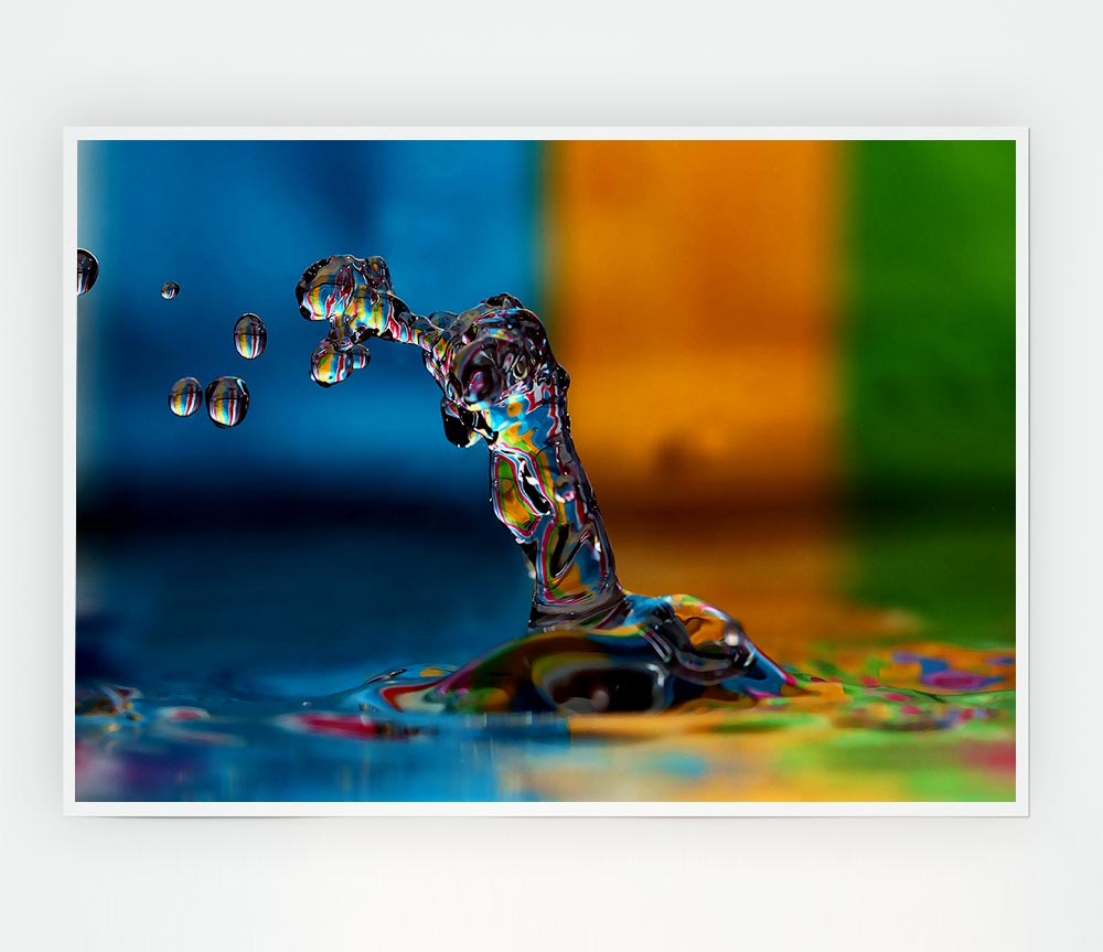 Colourful Water Splash Print Poster Wall Art