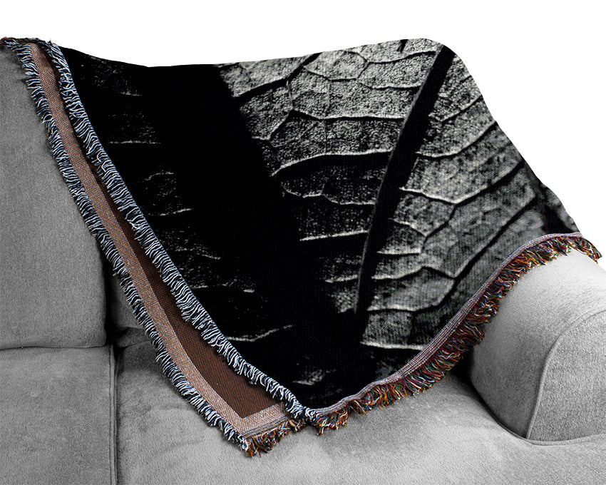 Dry Leaf Black And White Woven Blanket