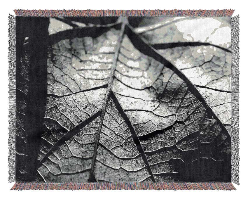 Dry Leaf Black And White Woven Blanket