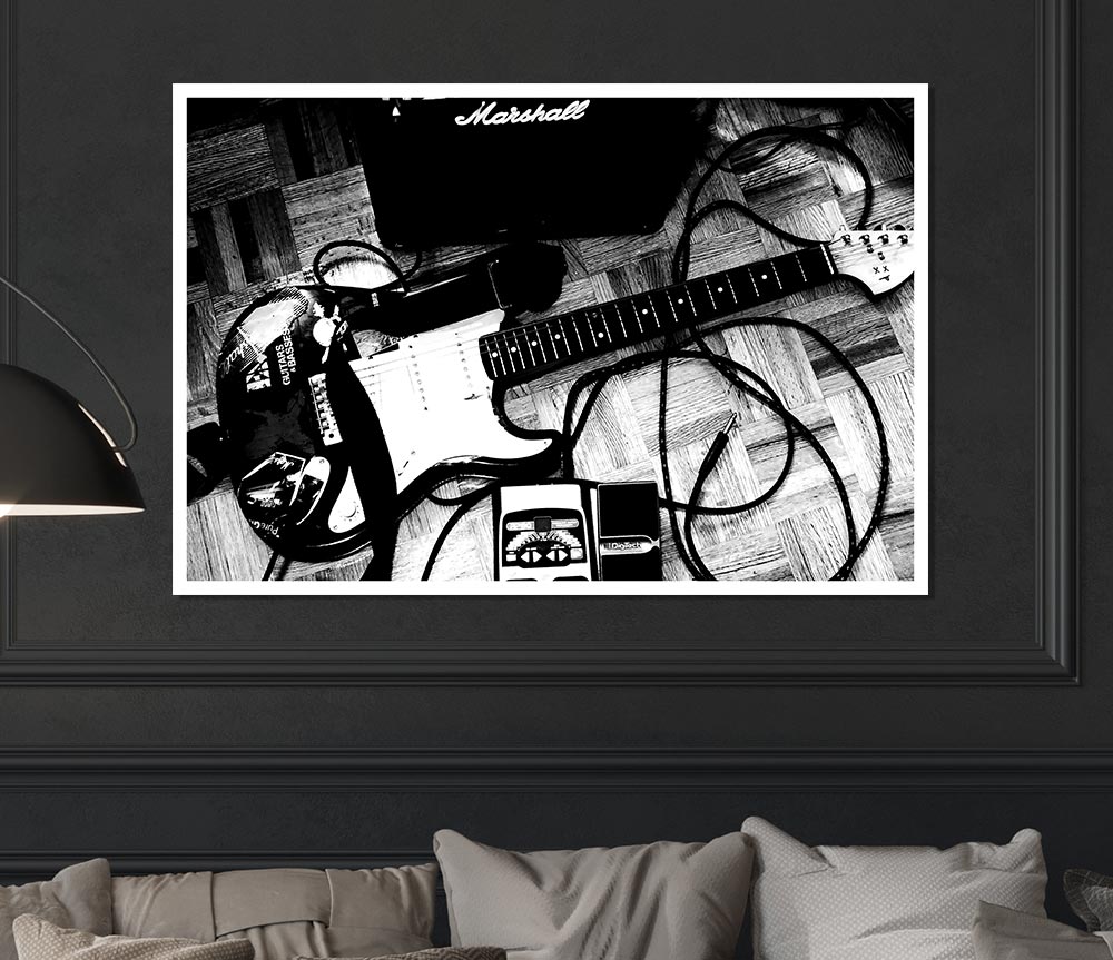 Guitar Setting Print Poster Wall Art