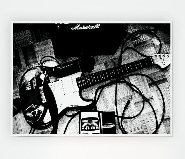 Guitar Setting Print Poster Wall Art