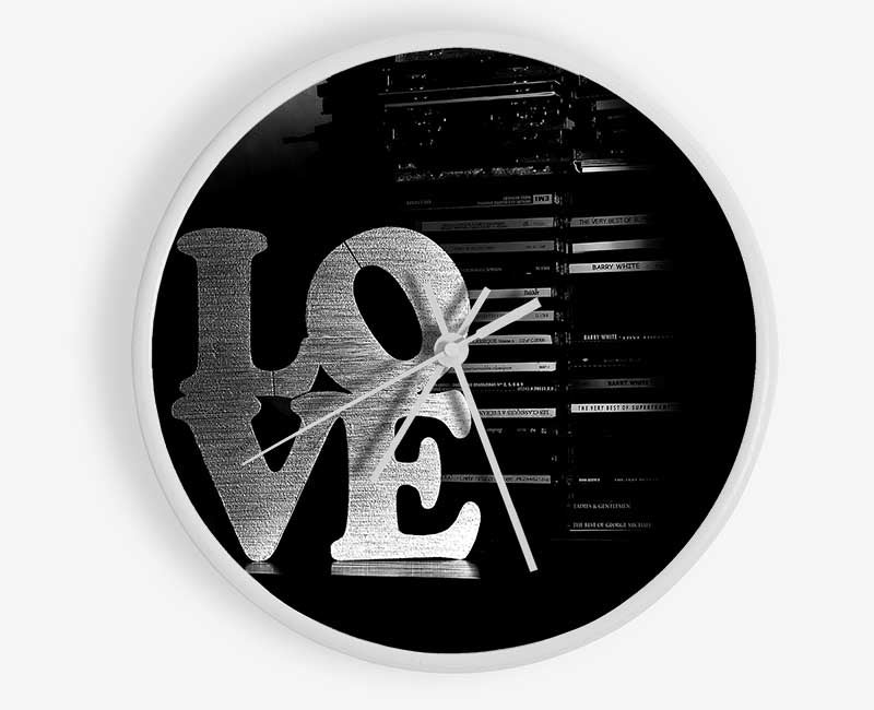 Love Black And White Clock - Wallart-Direct UK