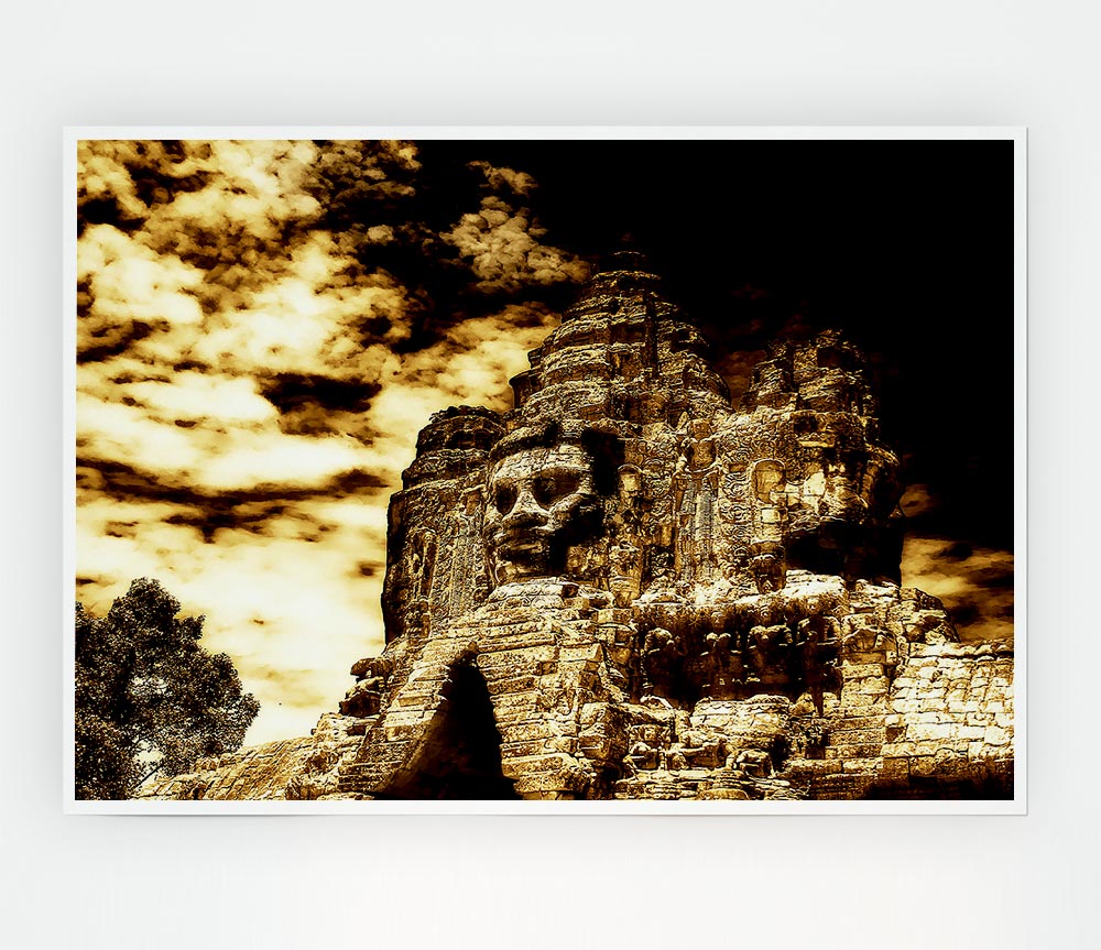 The Buddha King Of Angkor Wat Cambodia Print Poster Wall Art