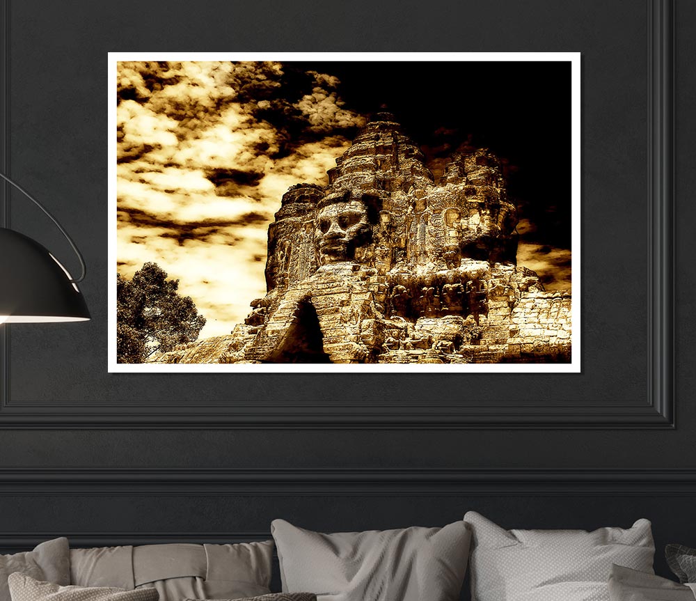 The Buddha King Of Angkor Wat Cambodia Print Poster Wall Art