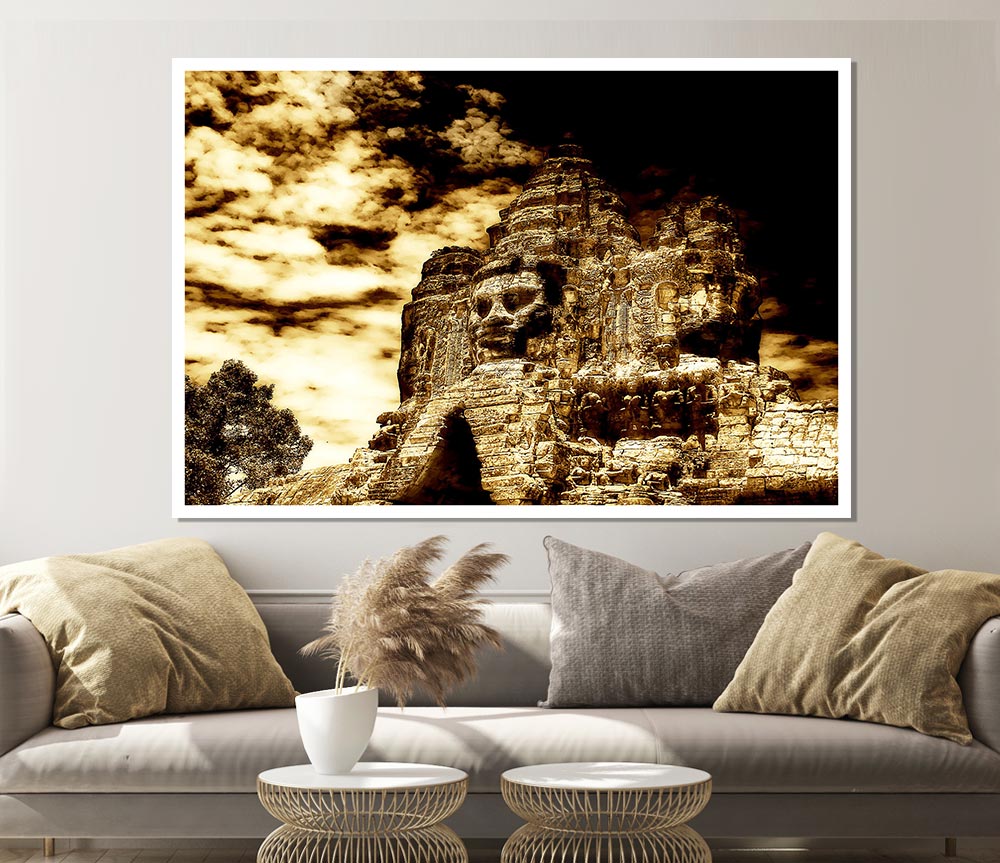 The Buddha King Of Angkor Wat Cambodia Print Poster Wall Art