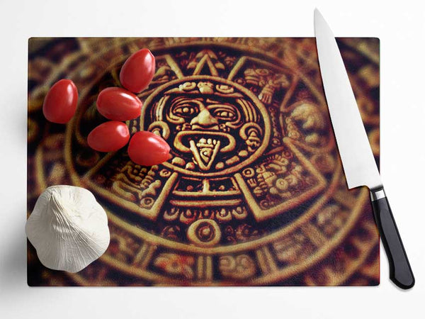 Mayan Clock Glass Chopping Board