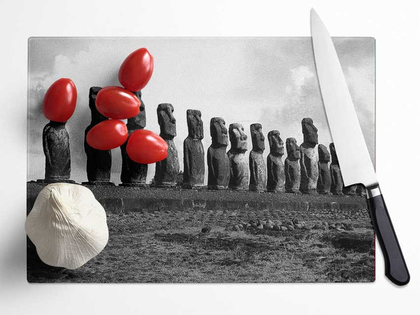 Easter Island Statues Glass Chopping Board