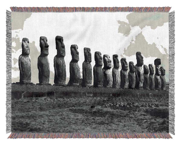 Easter Island Statues Woven Blanket