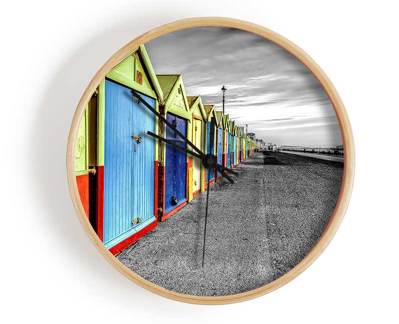 Rainbow Of Huts Clock - Wallart-Direct UK