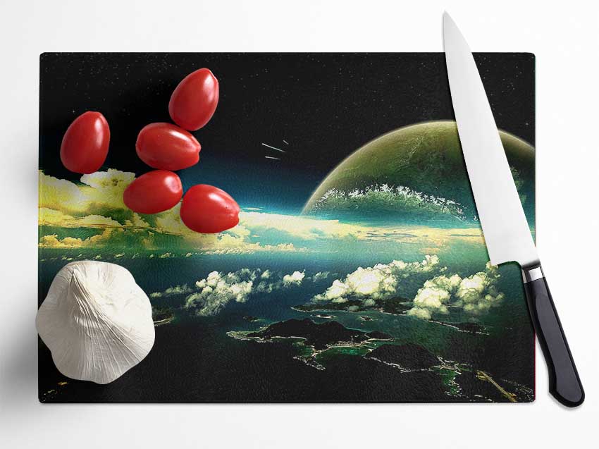 Panoramic View Of The Earth Glass Chopping Board