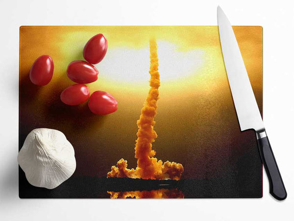 Space Shuttle Launch Glass Chopping Board