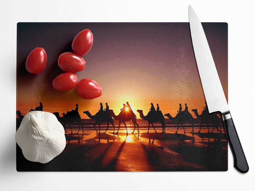 Camel Caravan Glass Chopping Board