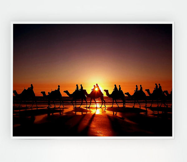 Camel Caravan Print Poster Wall Art