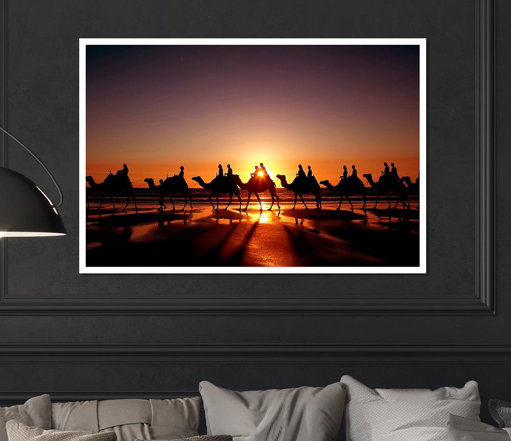 Camel Caravan Print Poster Wall Art