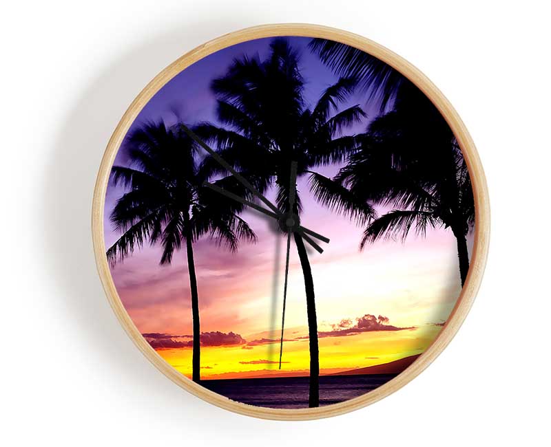 Palm Trees Sunset Clock - Wallart-Direct UK