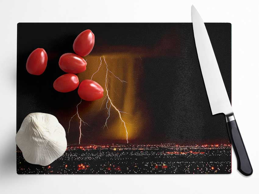 Night Lightning Glass Chopping Board