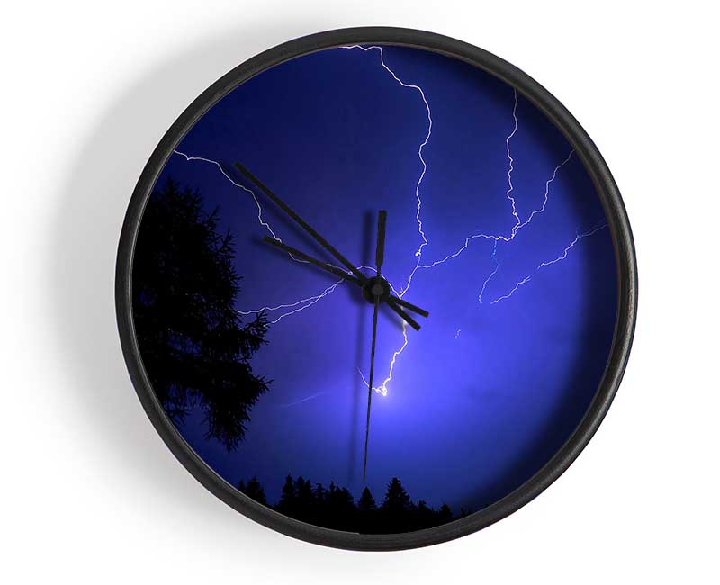 Night Lightning Blue Clock - Wallart-Direct UK