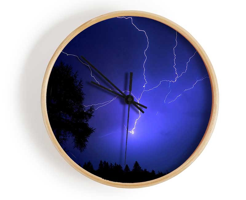 Night Lightning Blue Clock - Wallart-Direct UK