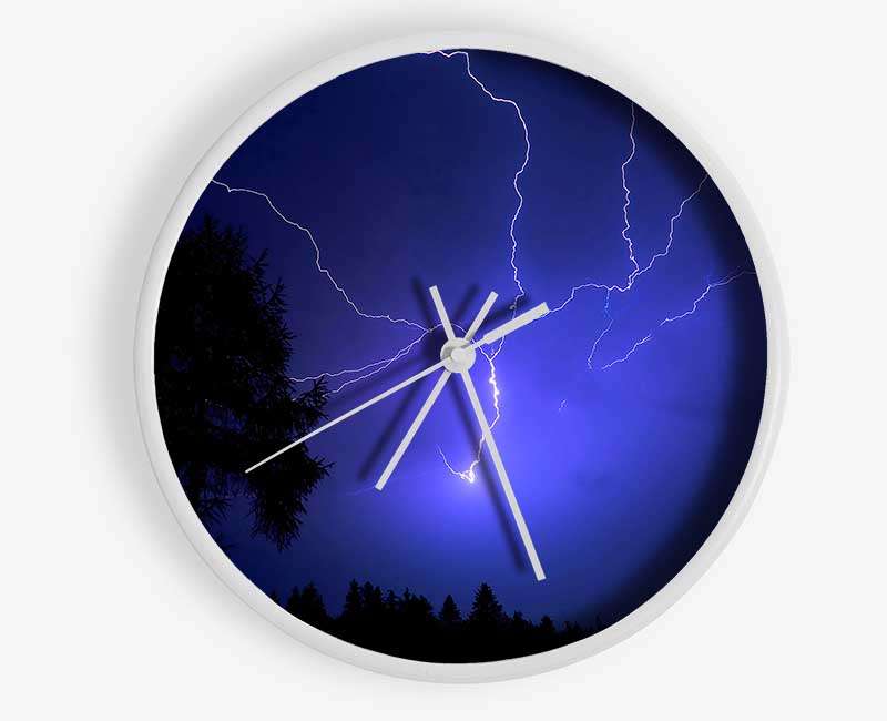 Night Lightning Blue Clock - Wallart-Direct UK