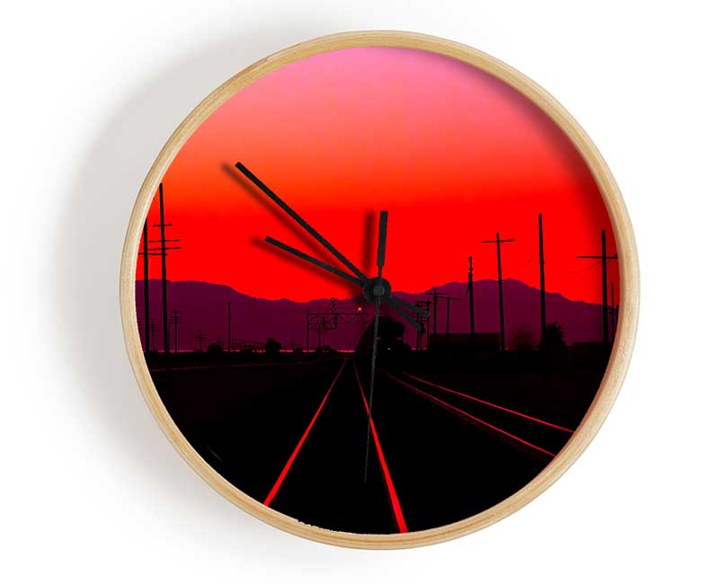 Railtracks At Dusk Clock - Wallart-Direct UK