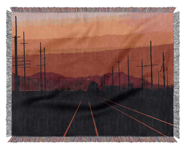 Railtracks At Dusk Woven Blanket