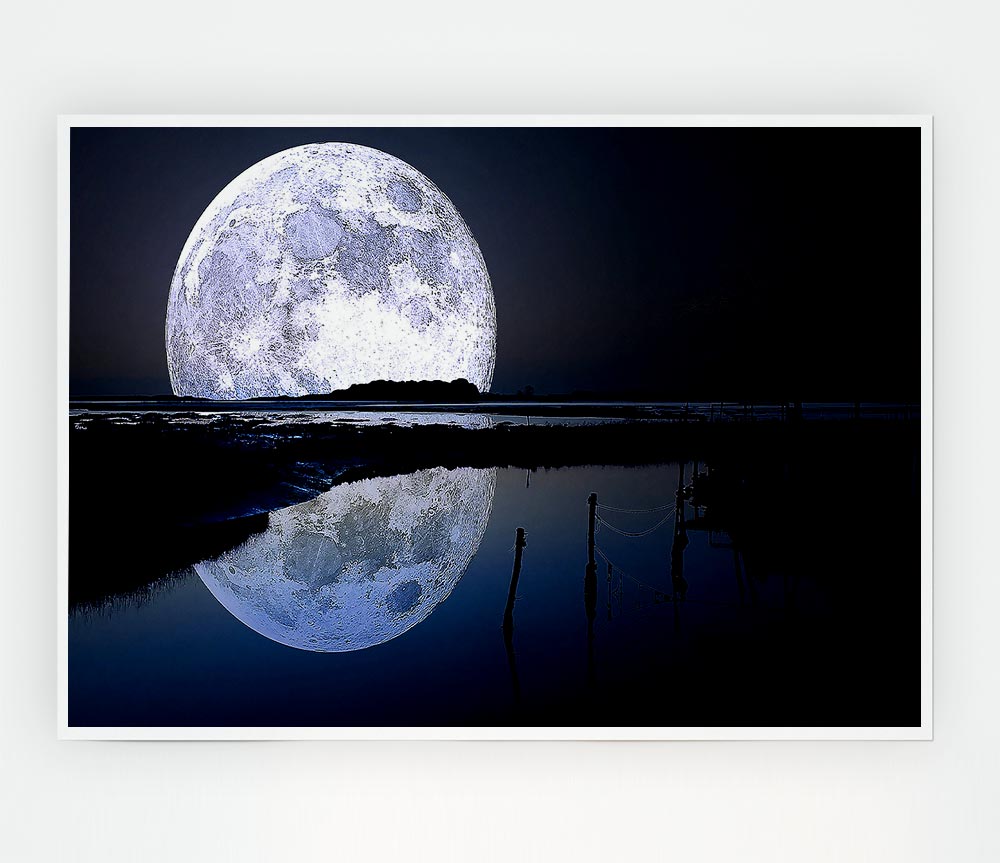 Full Moon Reflection Print Poster Wall Art