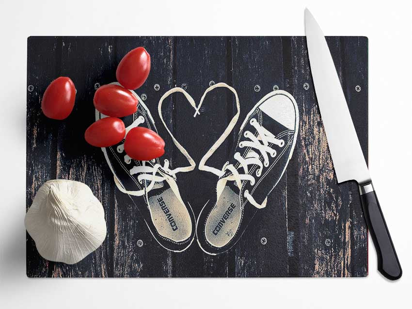 Sneakers Love Glass Chopping Board