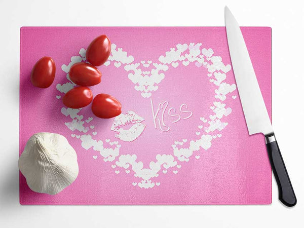 Valentines Day Kiss Glass Chopping Board