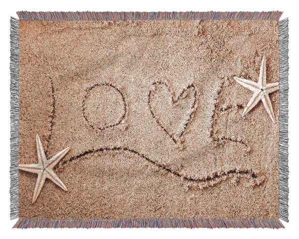 Love Message In The Sand Woven Blanket