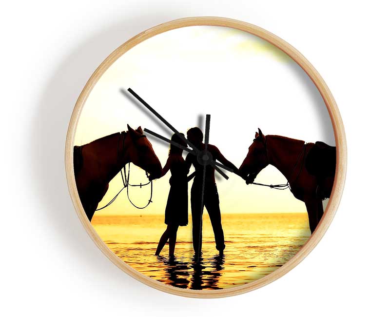 Riding Horses On The Beach Clock - Wallart-Direct UK