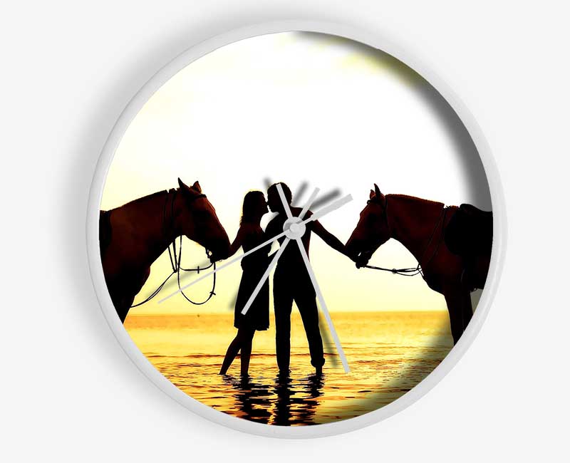 Riding Horses On The Beach Clock - Wallart-Direct UK