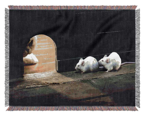 Cat And Mice Woven Blanket