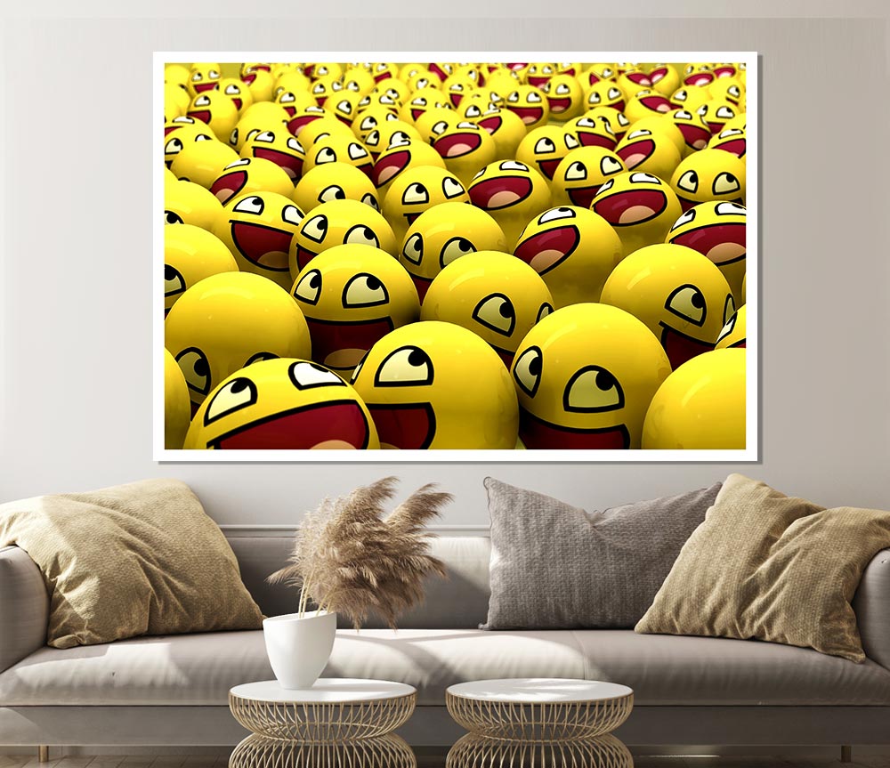 Funny Smileys Print Poster Wall Art