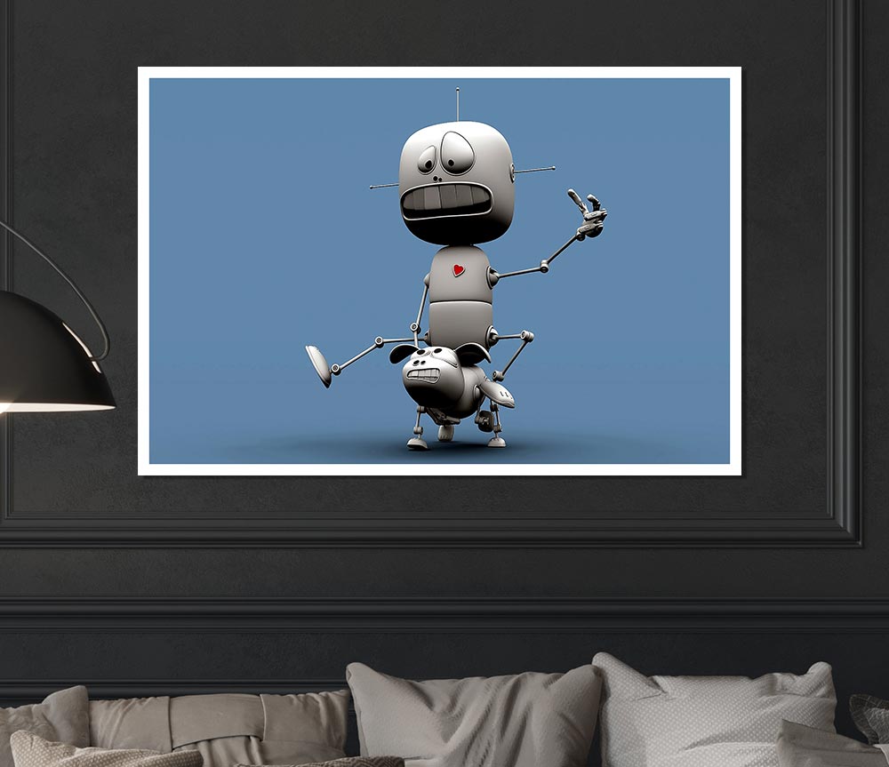 Funny Robots Print Poster Wall Art