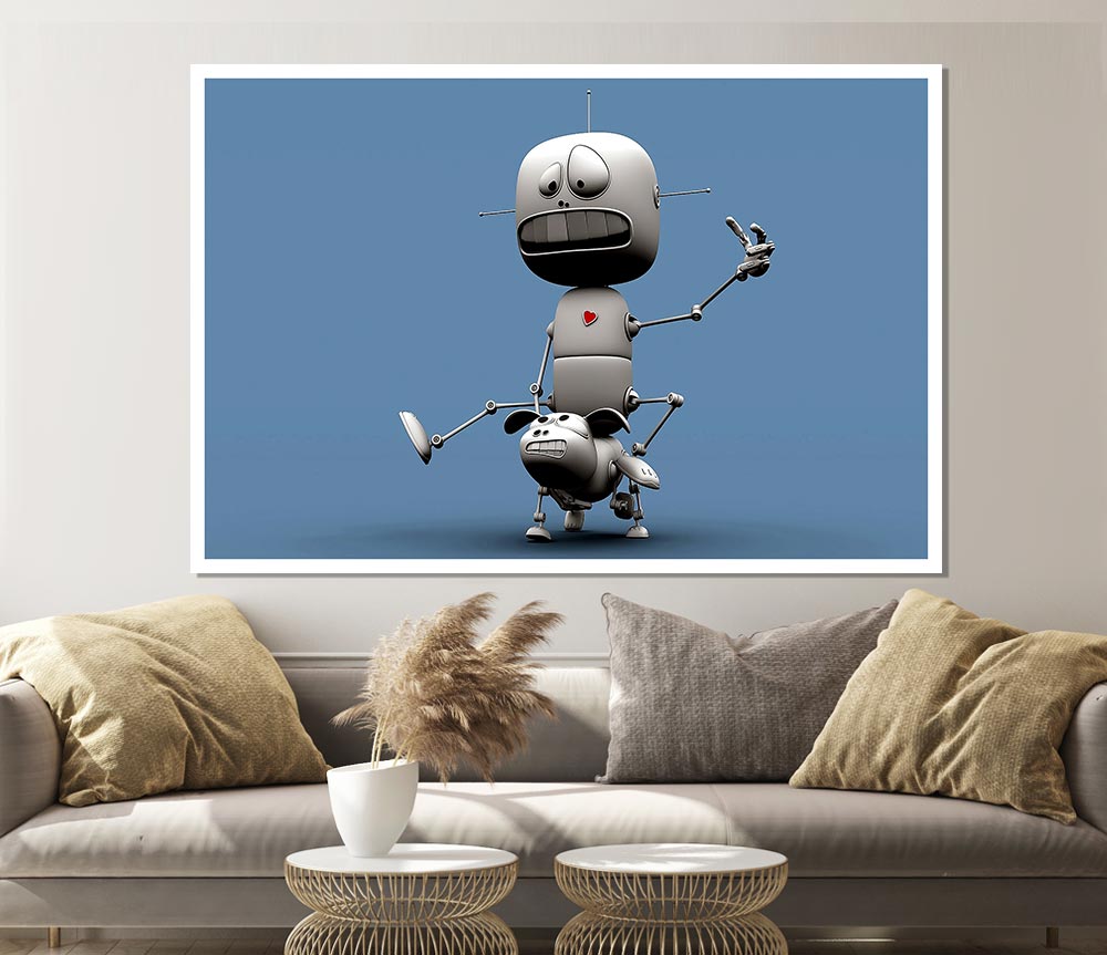 Funny Robots Print Poster Wall Art