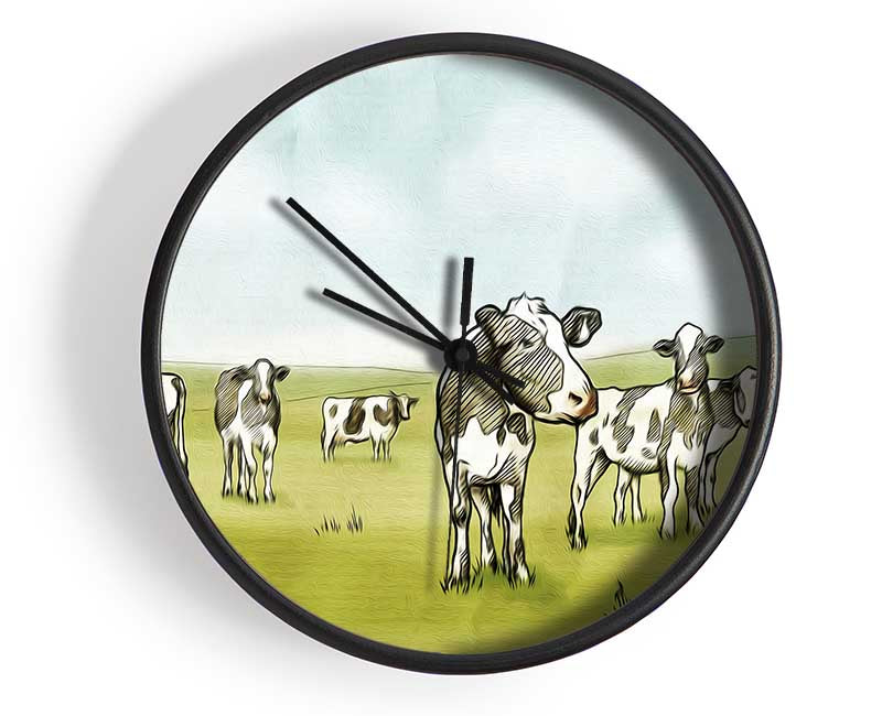 Cows Drawing Clock - Wallart-Direct UK