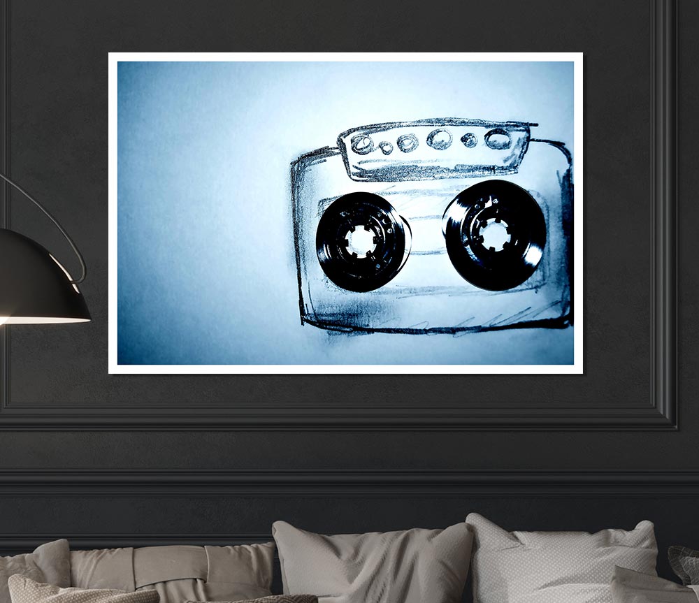 Cassette Tape Drawing Print Poster Wall Art