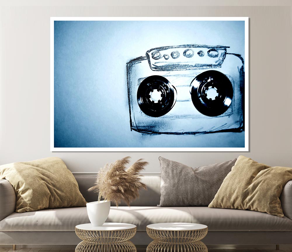 Cassette Tape Drawing Print Poster Wall Art