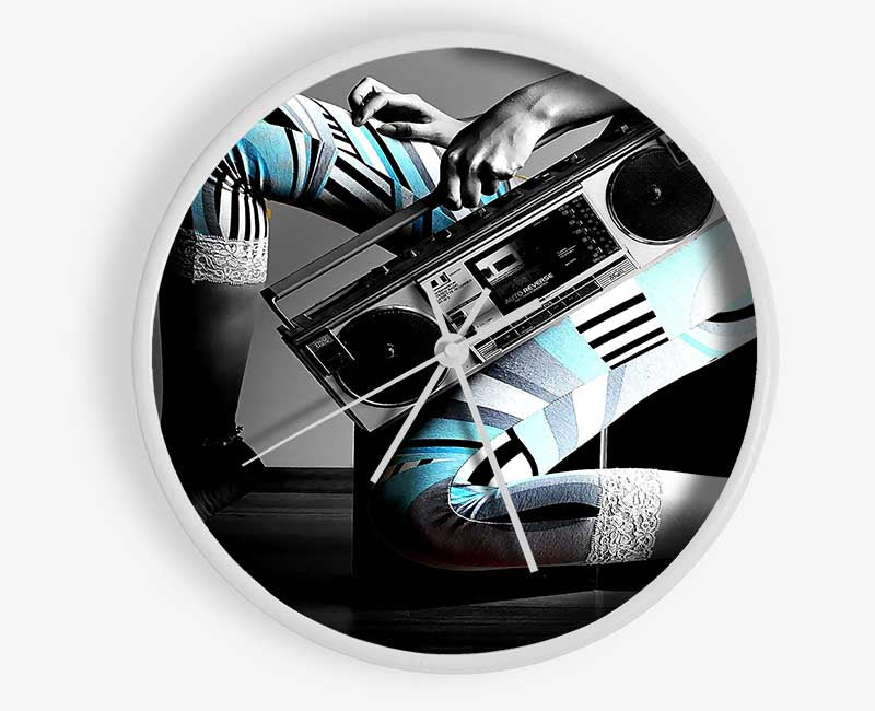 Girl And Tape Recorder Clock - Wallart-Direct UK