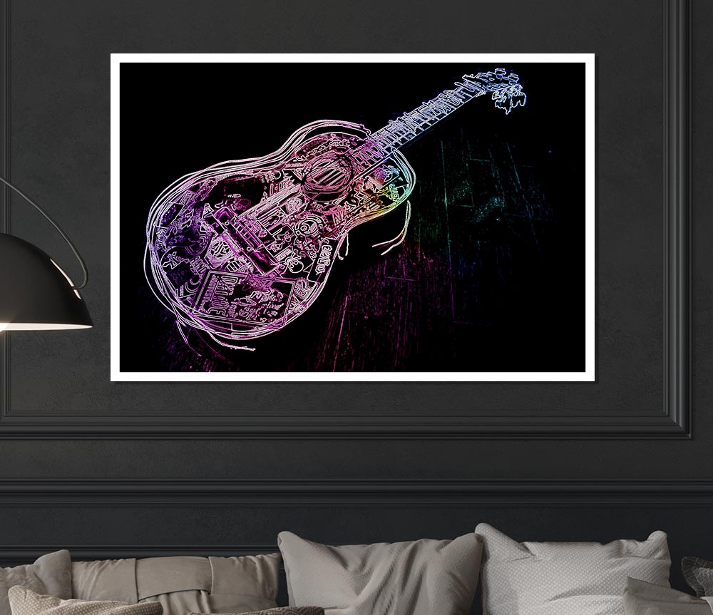 Guitar Graffiti Print Poster Wall Art