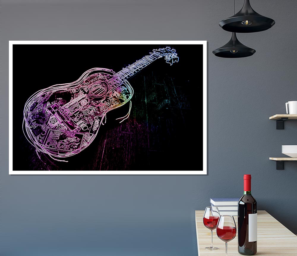 Guitar Graffiti Print Poster Wall Art