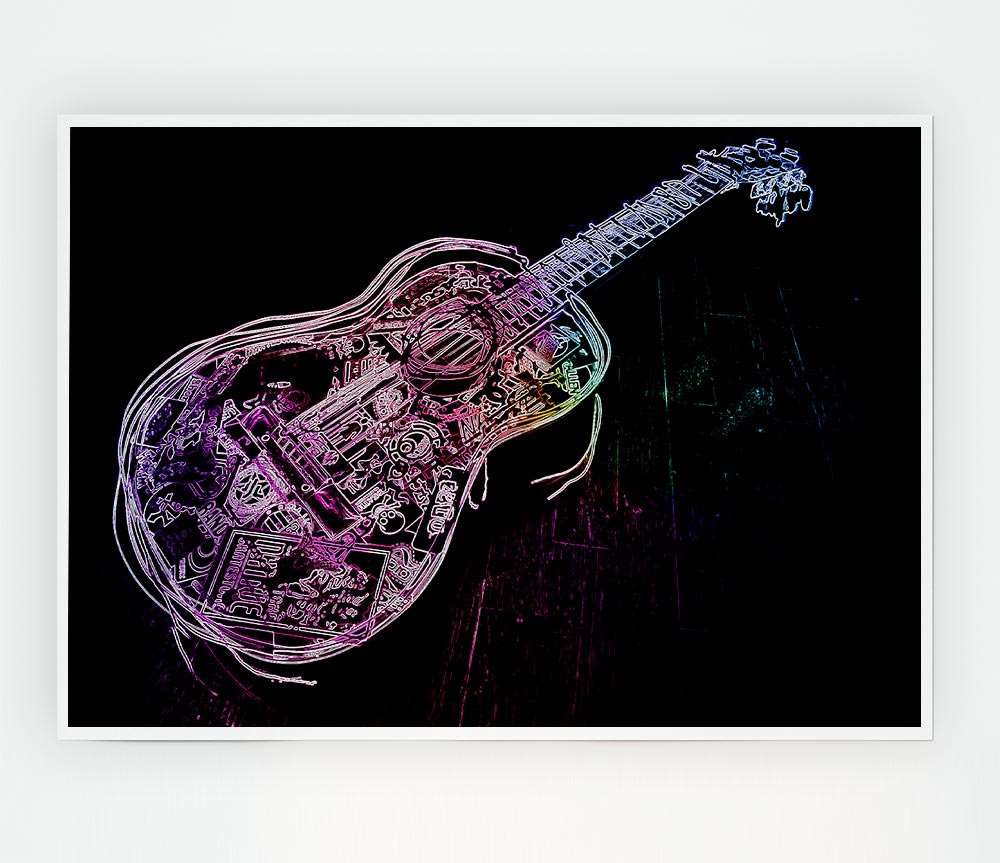 Guitar Graffiti Print Poster Wall Art