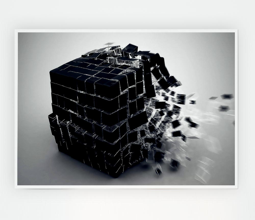 Exploding Cube Print Poster Wall Art