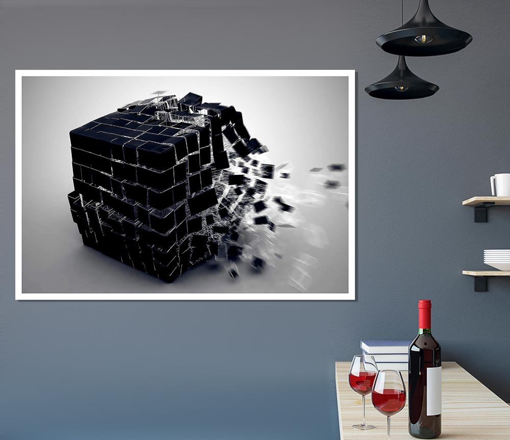 Exploding Cube Print Poster Wall Art