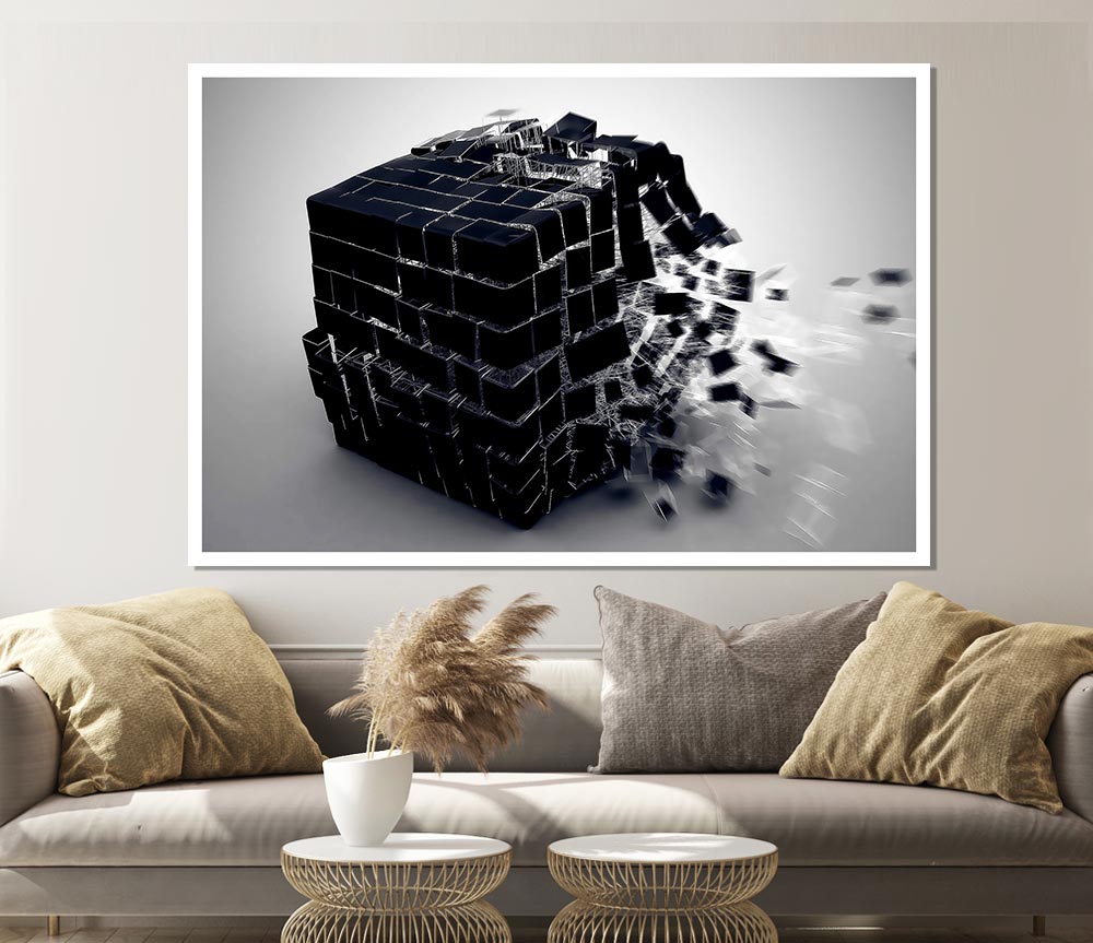 Exploding Cube Print Poster Wall Art