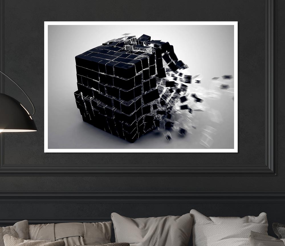 Exploding Cube Print Poster Wall Art