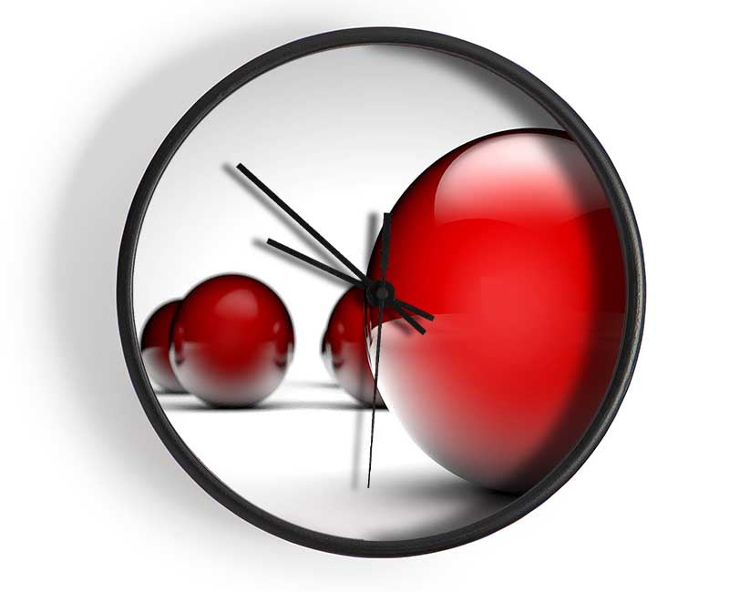 Shiny Red Balls Field Clock - Wallart-Direct UK