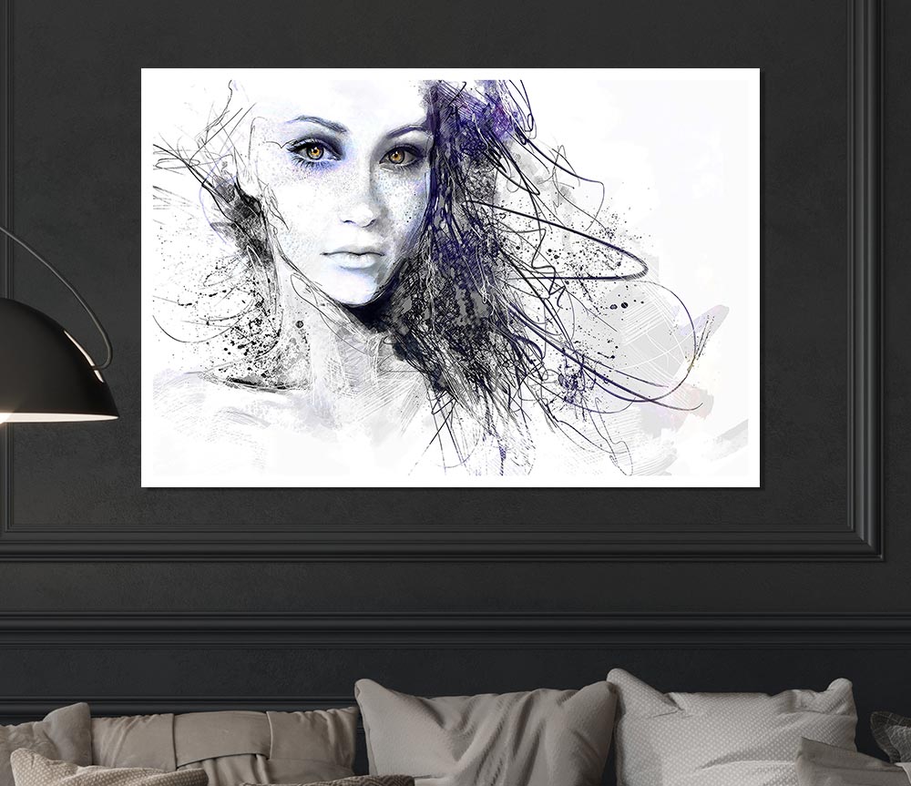 Urban Girl Drawing Print Poster Wall Art