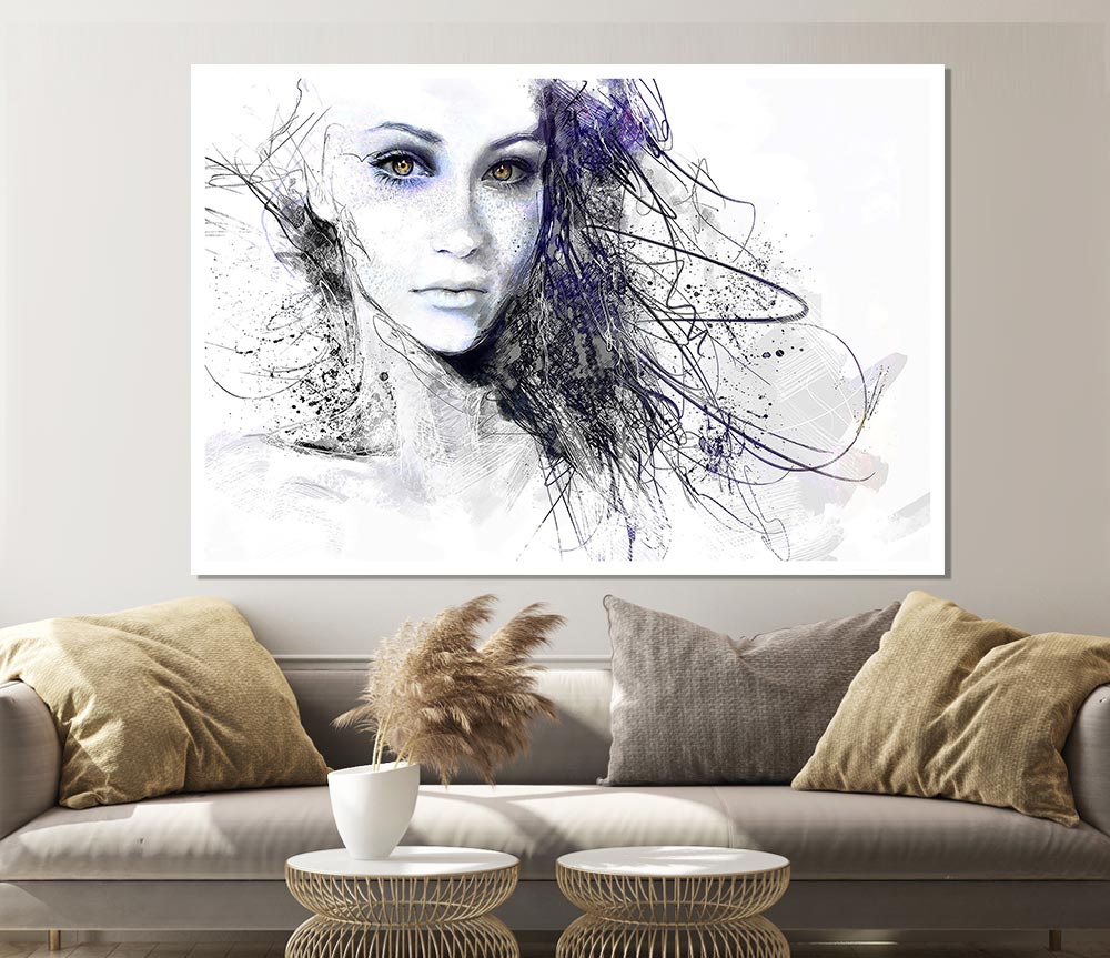 Urban Girl Drawing Print Poster Wall Art