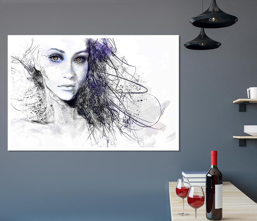 Urban Girl Drawing Print Poster Wall Art